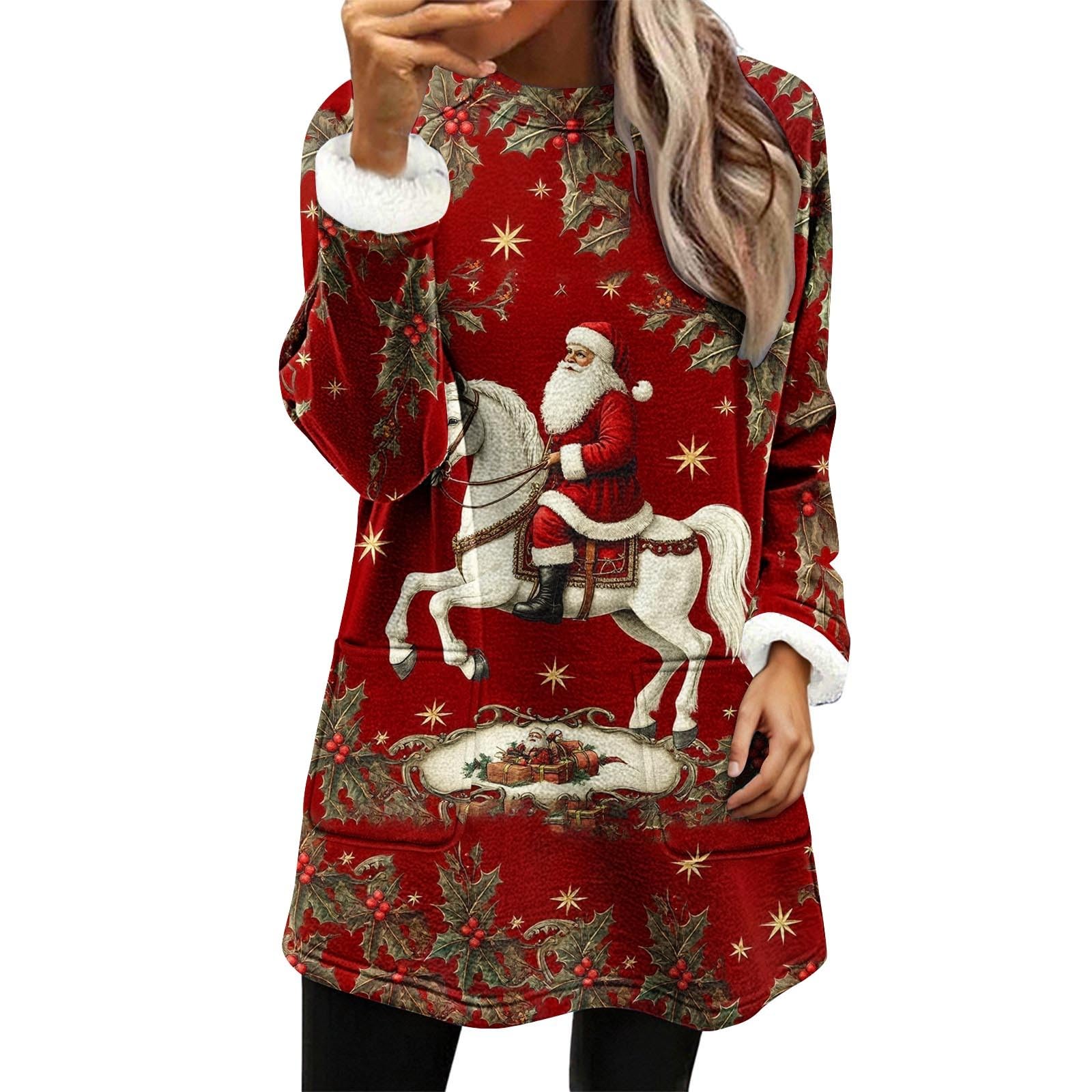 DOLNINE Women's Plus Size Christmas Sweatshirt - Snow Elk Raglan Crewneck Long Sleeve Top (Size 18W) - View #8
