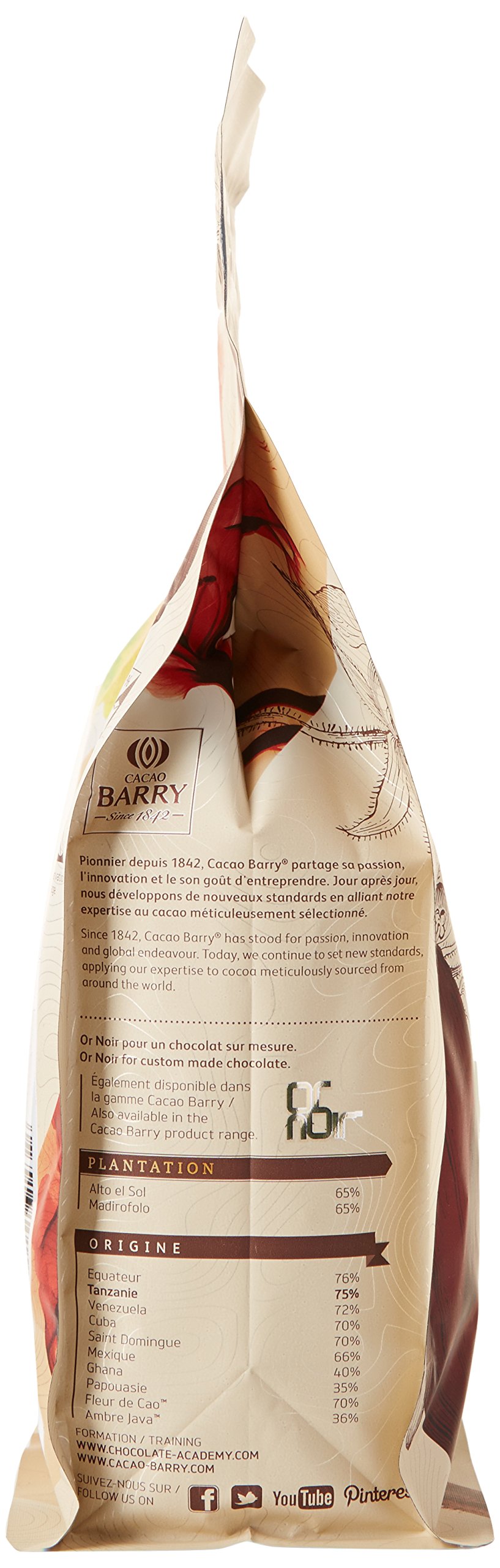 CACAO BARRY 75% Min Cacao Chocolat Tanzanie Pistoles 1 kg
