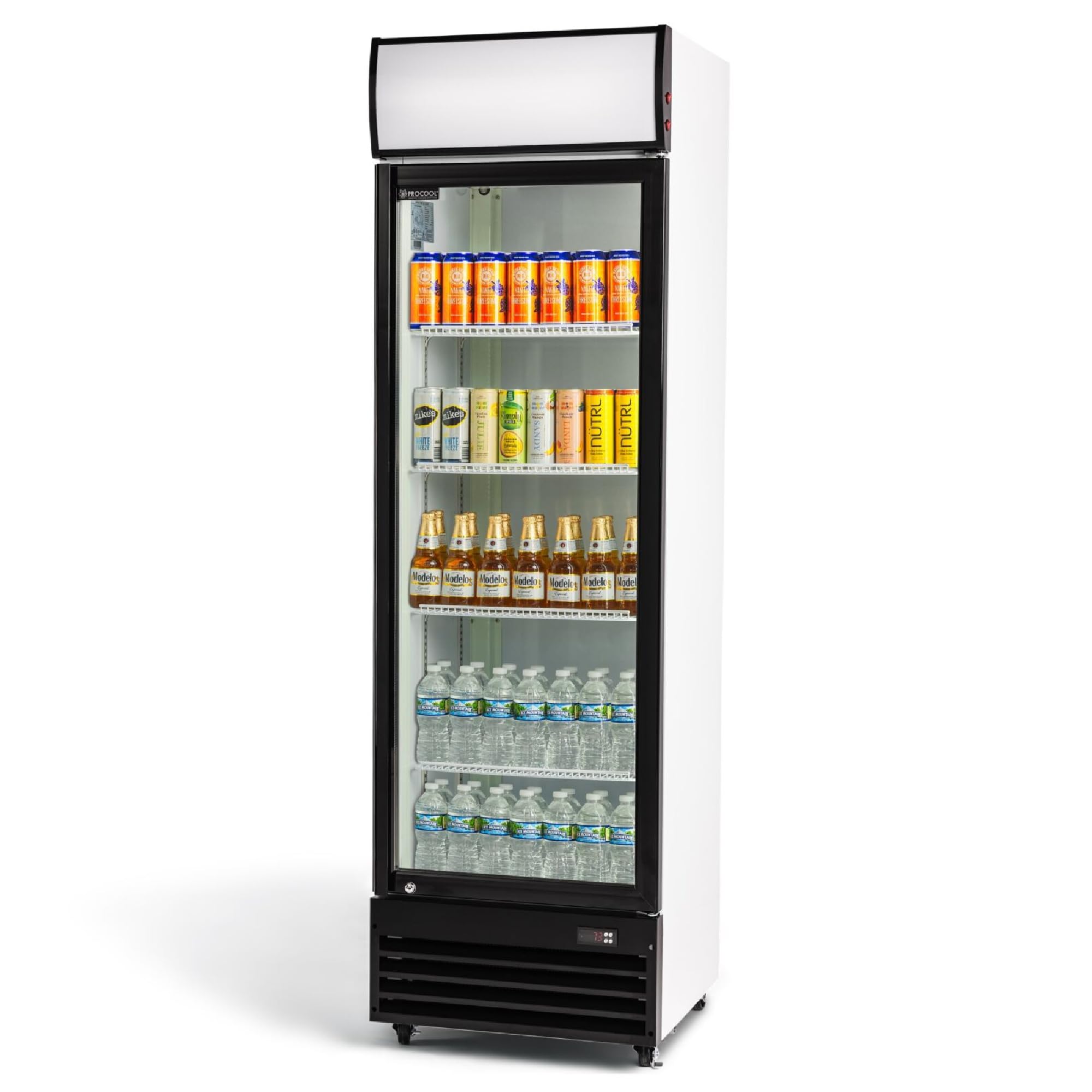 Procool White Display Refrigerator, 12.7 CuFt, 1 Door, Customizable Sign