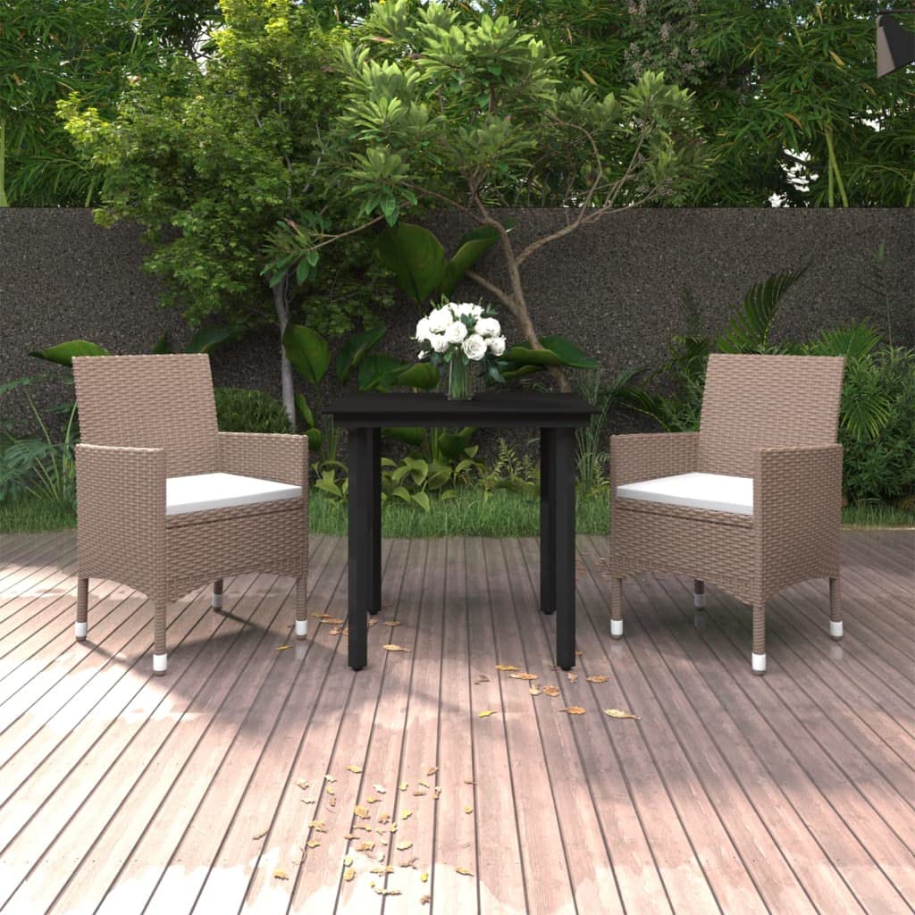 Salon de jardin pour balcon et terrasse en résine tressée noire