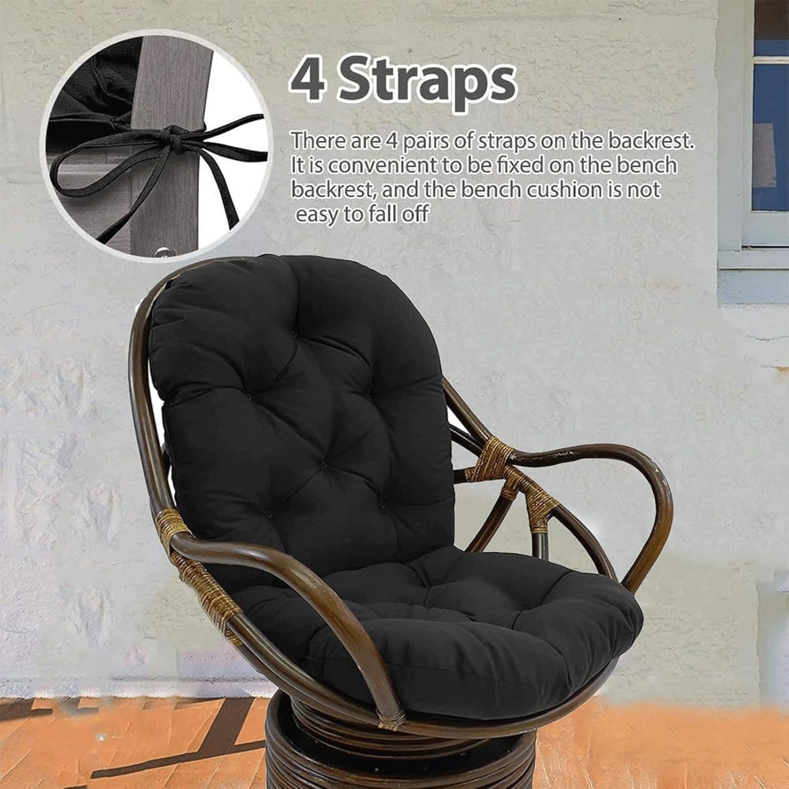 Cojín acolchado para mecedora, suave, grueso, lavable, cojín de repuesto para silla de jardín, silla giratoria para tumbona, ratán, jardín, terraza
