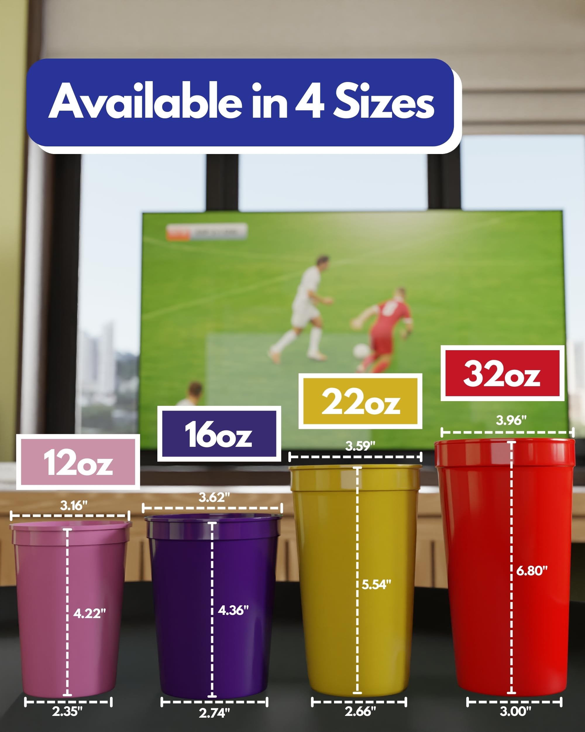 Amazon.com: PartyPrints 100 Pack 16 oz Assorted Reusable Blank Plastic Cups,  Stadium Cups Bulk  BPA Free Top Rack Dishwasher Safe, Party Colored Cups  Perfect for Weddng, Birthday Graduation, Clubs : Home & Kitchen