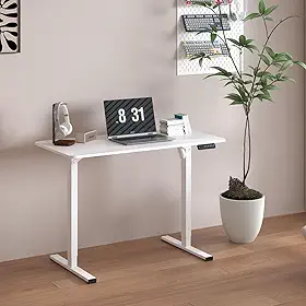 Mesa Escritório com Regulagem de Altura Elétrica Flexispot 120cm Industrial Branco Branco