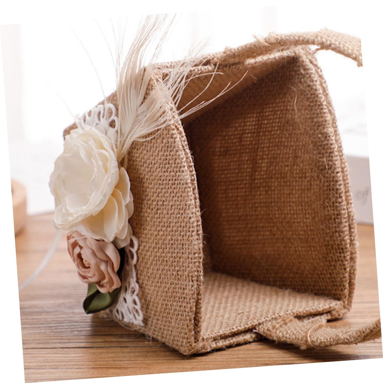 DECHOUS Hochzeitskorb aus Leinen mit Ringkissen Satz für Blumenmädchen zur Hochzeit Hautfreundlich mit Künstlichen Blumen Leichter Blumenkorb für Romantische Trauungszeremonie
