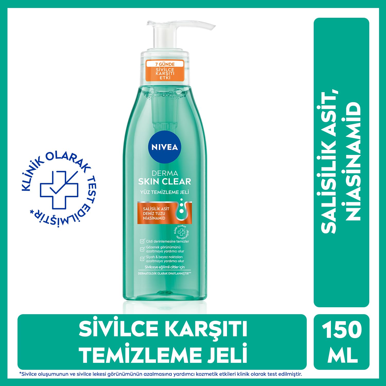 NIVEA Derma Skin Clear Sivilce Karşıtı Yüz Temizleme Jeli 150 ml ve NIVEA Luminous630 Sivilce Lekesi Karşıtı Serum 30 ml