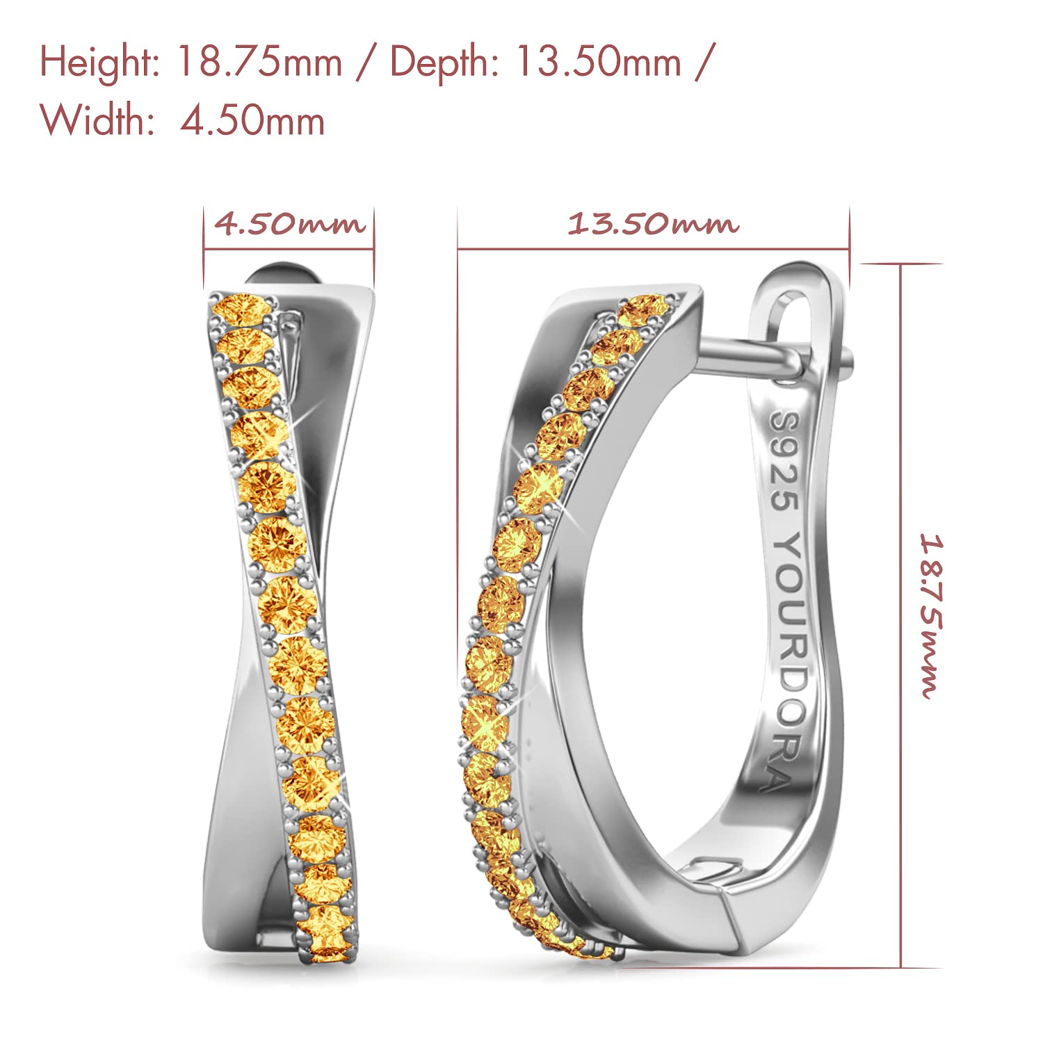 YOURDORA Donna Orecchini a Cerchio Originali in Argento 925 Zirconi Anello Contorto Idea Regalo Gioielli