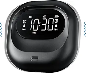 Mesqool Despertador vibratório para pessoas com sono pesado, bateria recarregável, agitador, embaixo do travesseiro, alarmes duplos de dia/fim de semana, sem fio, sem fio, relógio digital de viagem