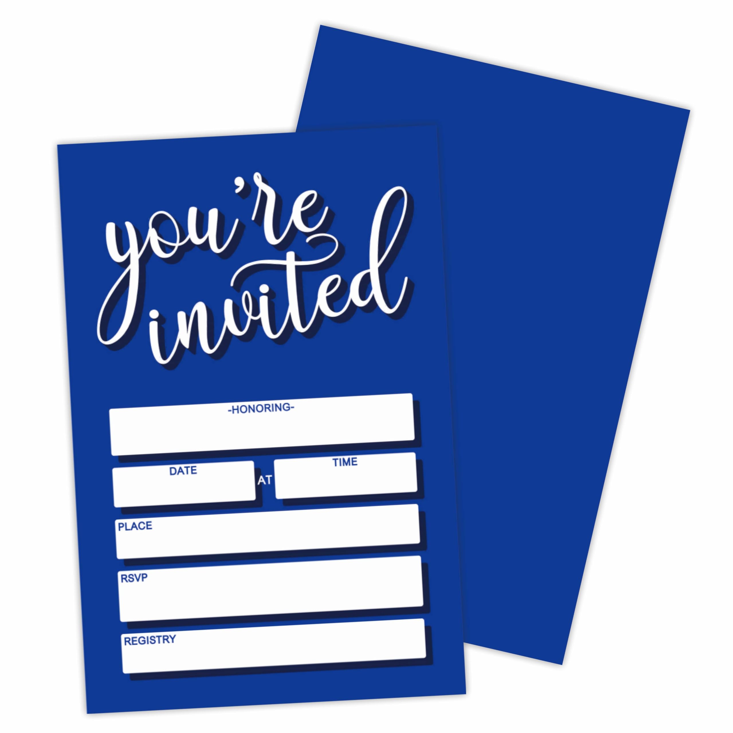 You're Invited! 25 Classic Party Invitations, Klein Blue Modern Invitations For All Occasions, 25 Invite Cards With Envelopes For Birthday, Baby