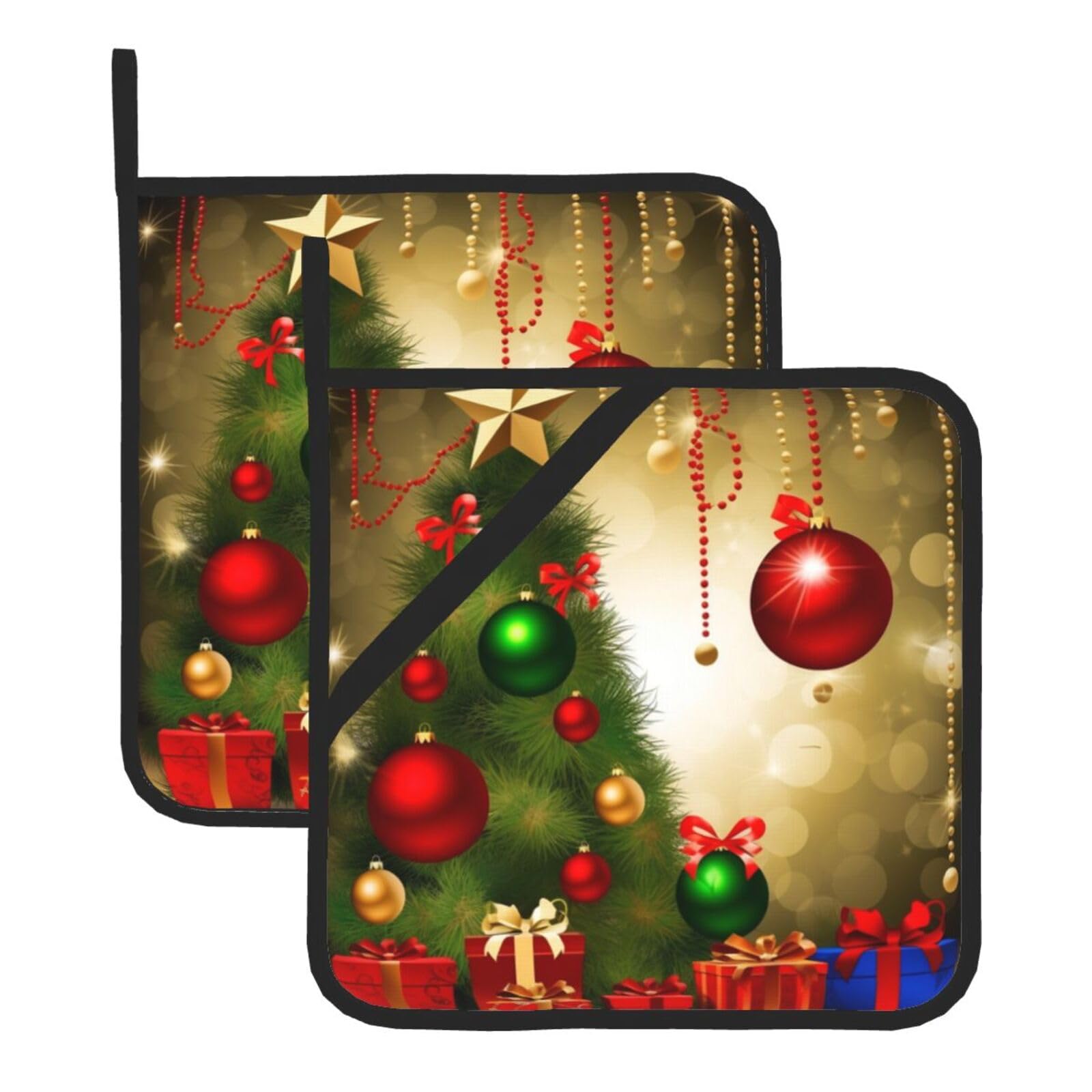 2Pcs Pot Holders for Kitchen Heat Resistant Potholder Merry Christmas Hot Pads for Countertops Oven Pot Holders for Cooking Baking Kitchen Hot Mat Trivet 8 inch Hot Pad