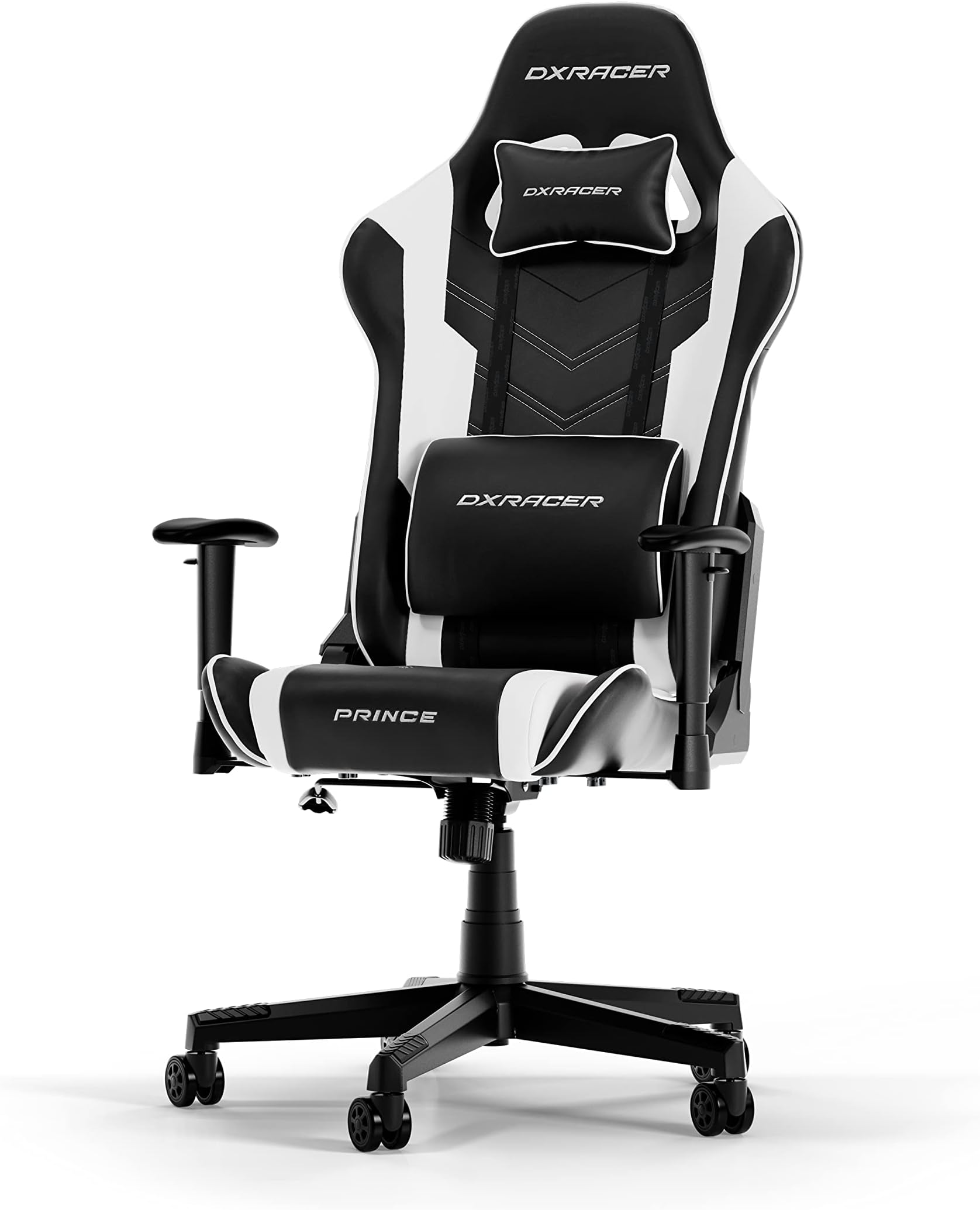 DXRacer (the Original) Prince P132 Gaming Chair, Faux leather, Black-White, Up to 185 cm