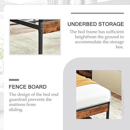 Miniatura 6 de Base de cama tamaño King con estación de carga, marco de cama de plataforma con cabecera de almacenamiento, fácil montaje, no necesita somier