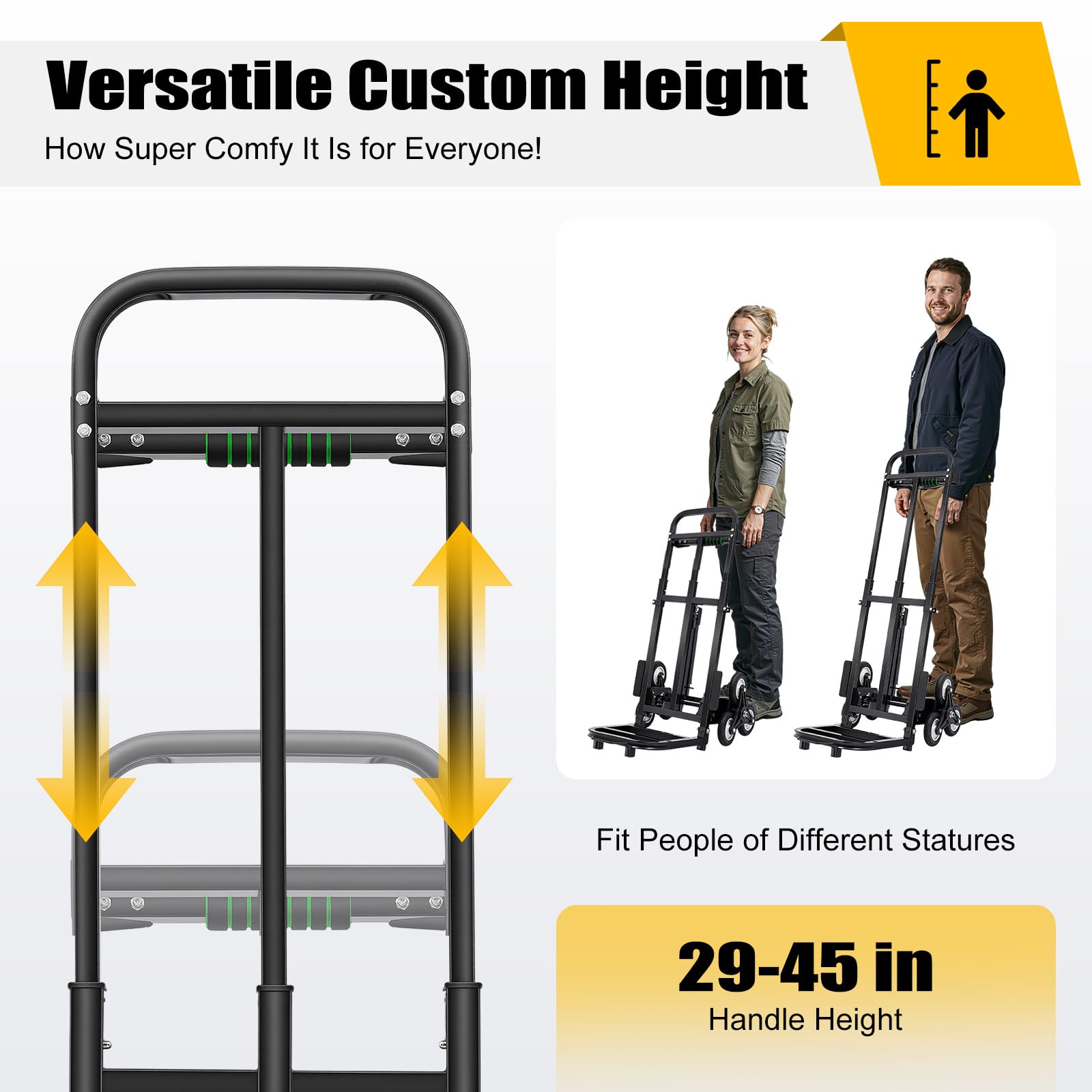 Carrello pieghevole con 2 ruote anteriori e 6 posteriori, carrello in acciaio, max. 210 kg, aiuto per il trasporto per scale