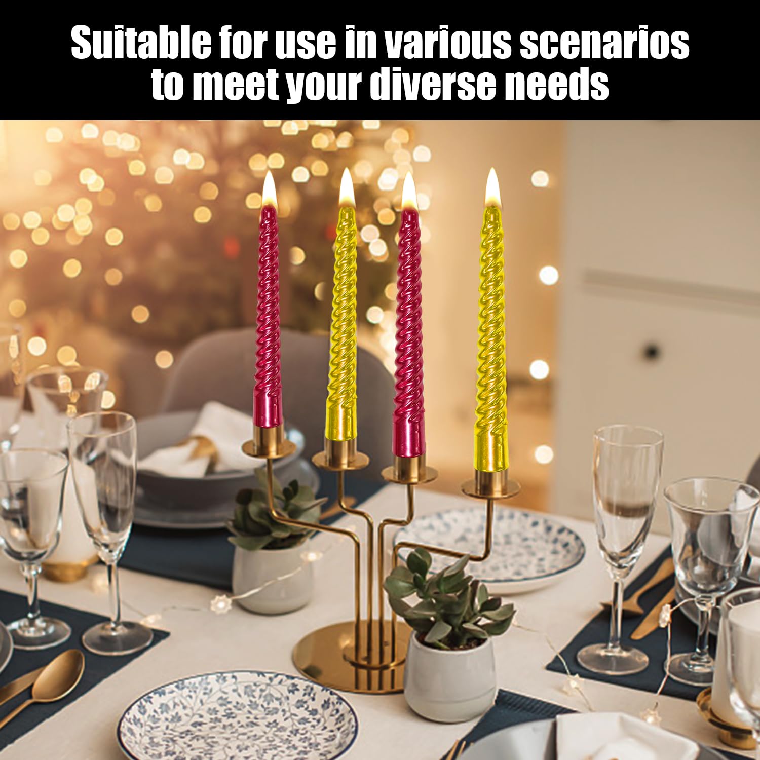 Set 4 Candele dorate a Stelo Twist a Spirale | Design Enzo De