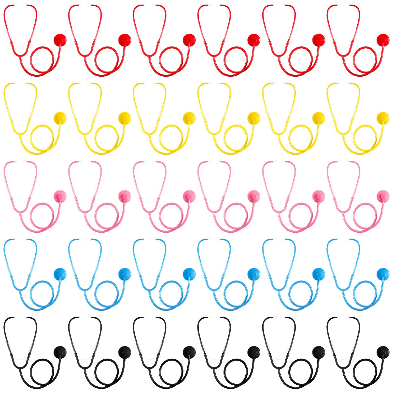 RoundFunny 20 Pcs Kids Stethoscope Toy Real Working Plastic Stethoscope For Kids Role Play Girls Boys Doctor Nurse Accessories Costume School Career Day Cosplay(Black