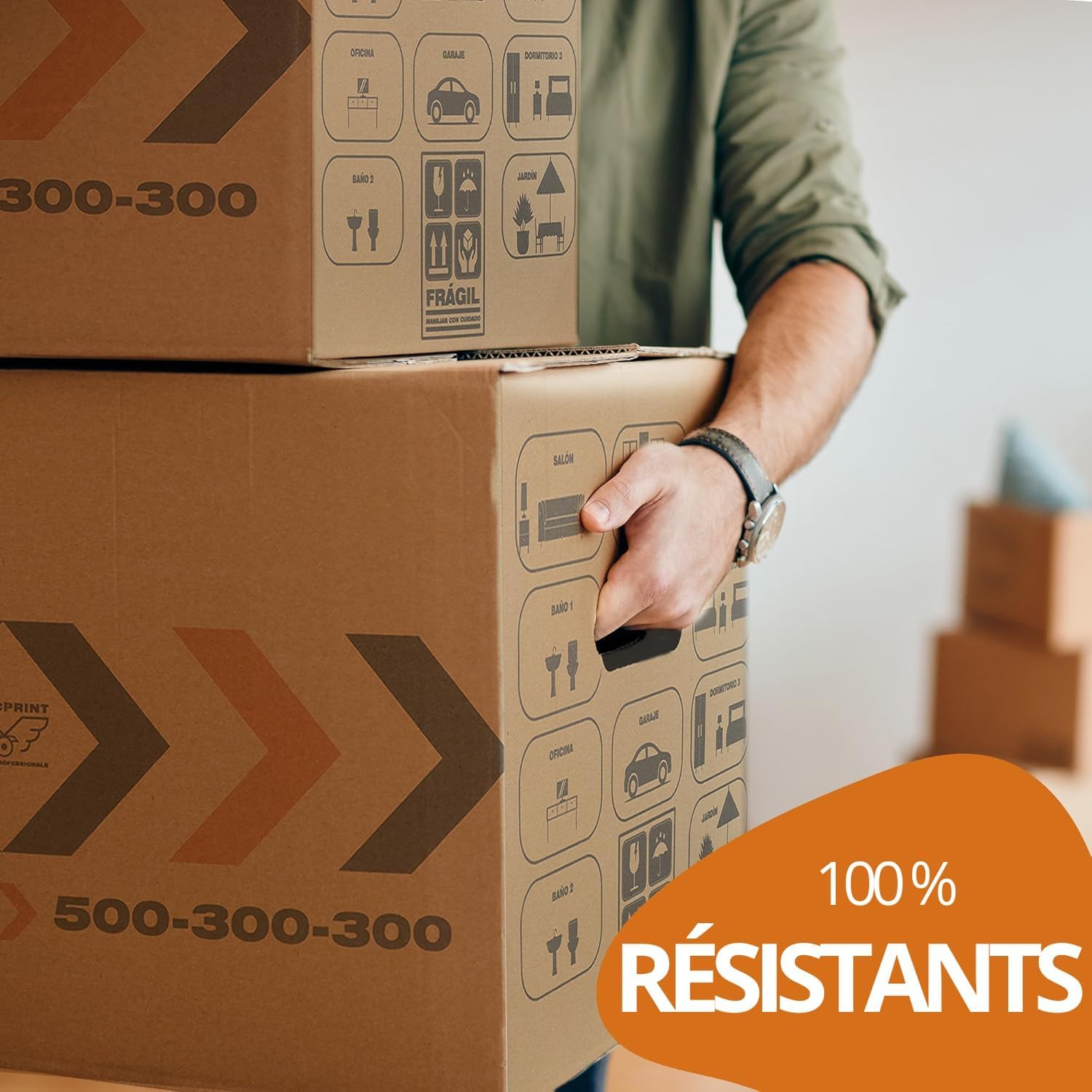Carton Déménagement 50x30x30 cm Lot de 20 Boîtes Réutilisables Renforcés avec Filet de Protection