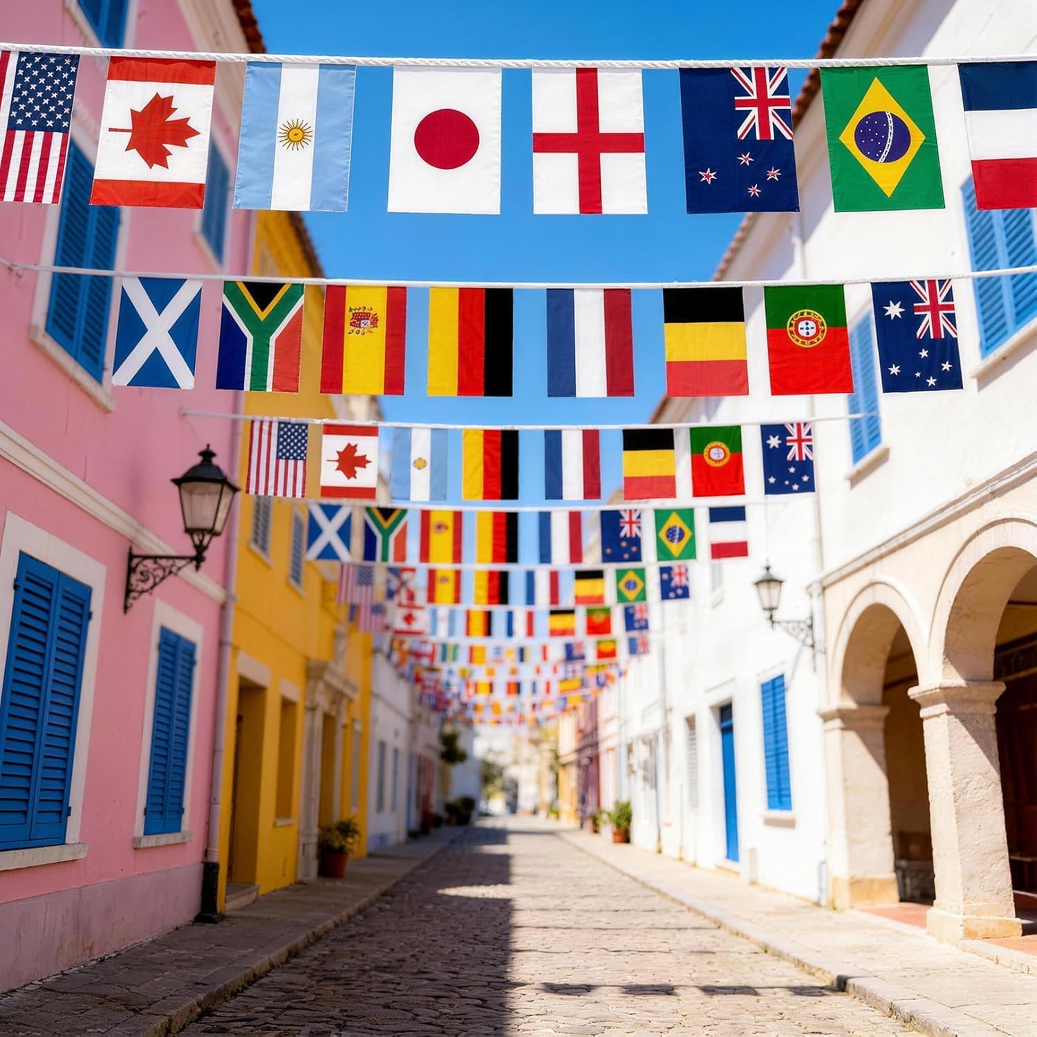 1 Pack World Cup Football 2026 Flags Bunting, 32 Flags 11m, 16 Countries Double Sided Bunting 21x14cm, World Cup Decorations for Home Bar Garden Street Decor - 5