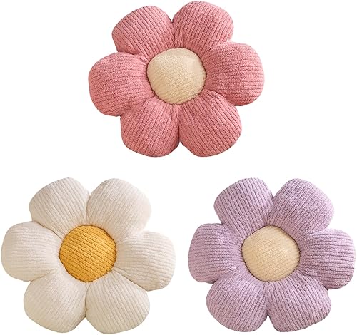 Cojín decorativo con forma de margarita, 3 unidades, diseño de flores, para cama, lindas almohadas