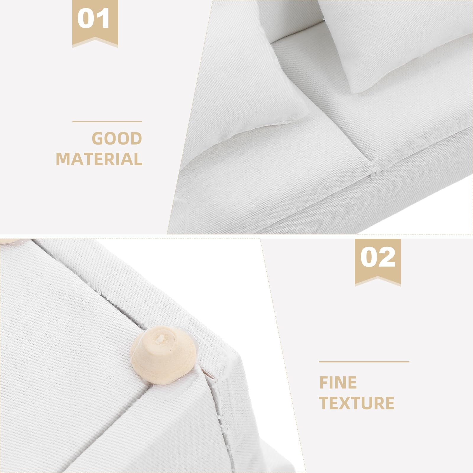 Toyvian Mini Canapé Figurine Décorative – Meuble Maison De Poupée En Bois 13,5 Cm, Blanc, Accessoire Intérieur
