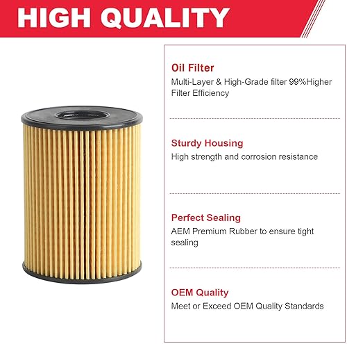 Miniatura 4 de 26350-2S000 Filtro de aceite para Hyundai Tucson Sonata Santa Kia Sorento K5 2.5L 2.5L Reemplazo de motor # 263502S000 (2 piezas)