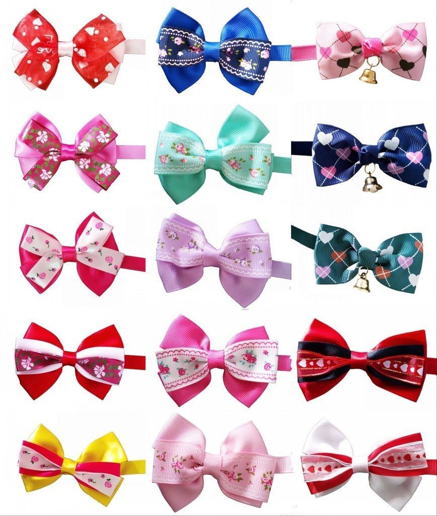 PET SHOW Valentines Holiday Pet Bow Tie for Small Dogs Puppy Cats Bowties Collar for Valentine's Day Party Grooming Costumes Assorted…