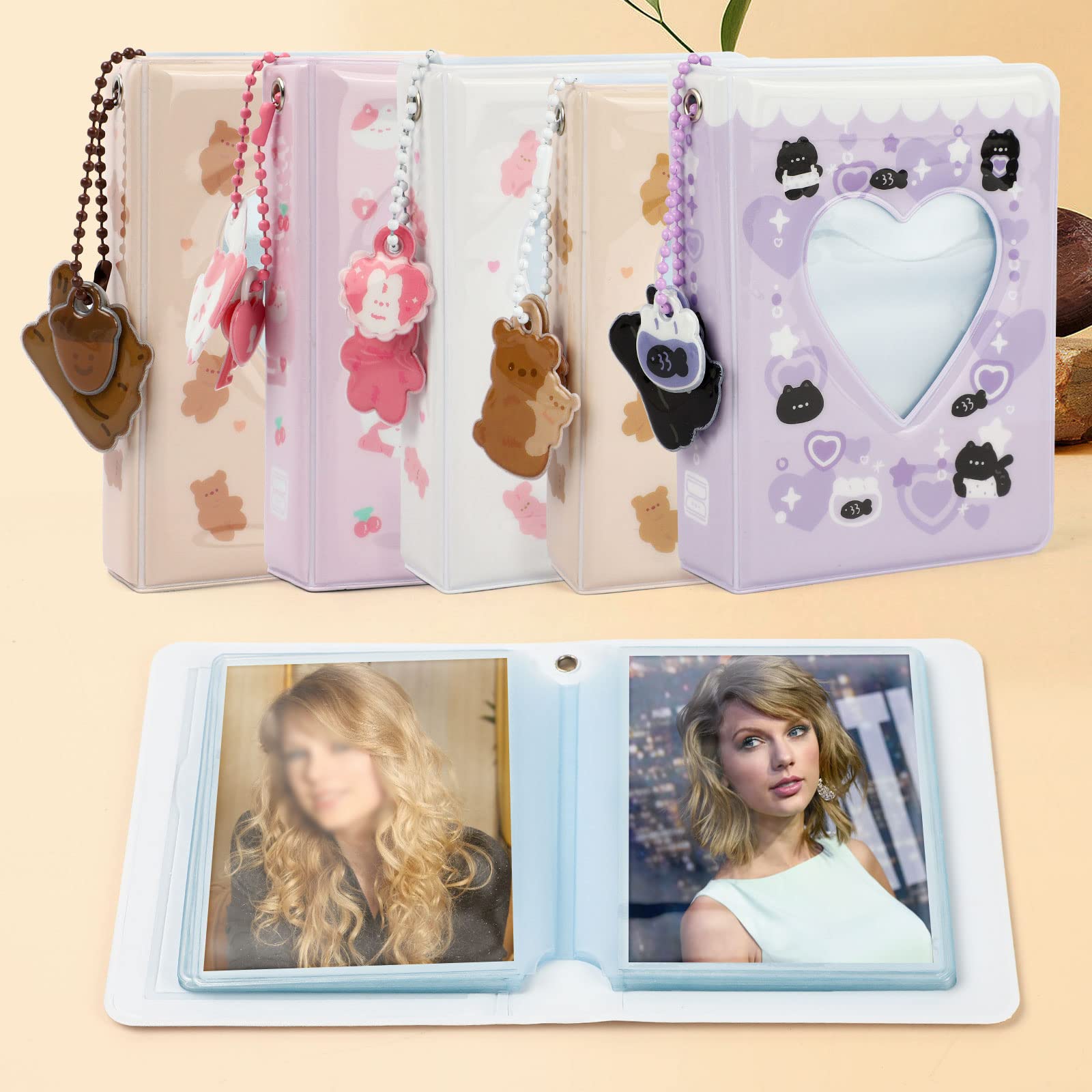 ALBUM PHOTO,blue Square--Album Photo De 3 Pouces, Porte Cartes En Forme De Cœur Creux, Classeur