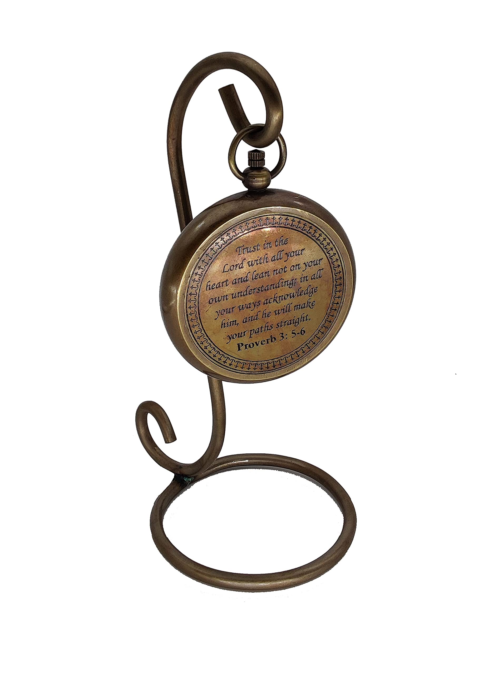 AYZCORP Compass with Display Stand-Unique|Uplifting|Engraved Compass |Brass Antique Compass w/Antique Display Stand Custom Gift,Business & Office Gift,Birthday,Fathers Day (Trust in The Lord)