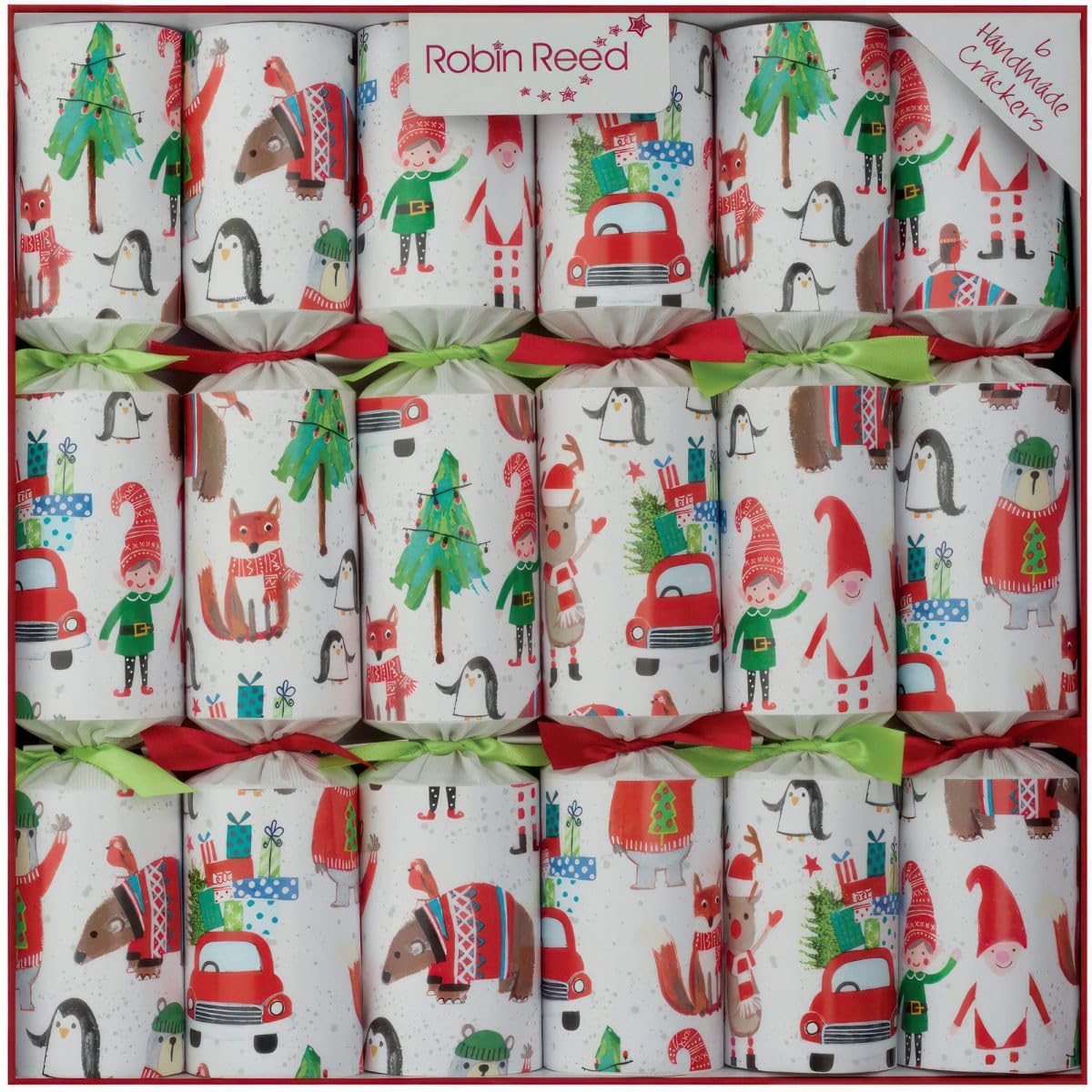Racing Elf Christmas Crackers, set of 6. Ideal for the competitive family at Christmas. Reusable each year