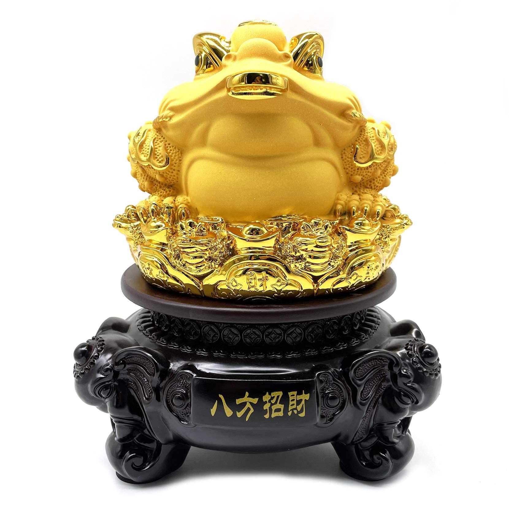 Fengone Moneta Feng Shui Cinese in Oro Alto 8 Pollici, Statua con Base Girevole Feng Shui Decorazione per Ufficio Decorazione del Desktop Decorazione di buona Fortuna Regalo di buona Fortuna
