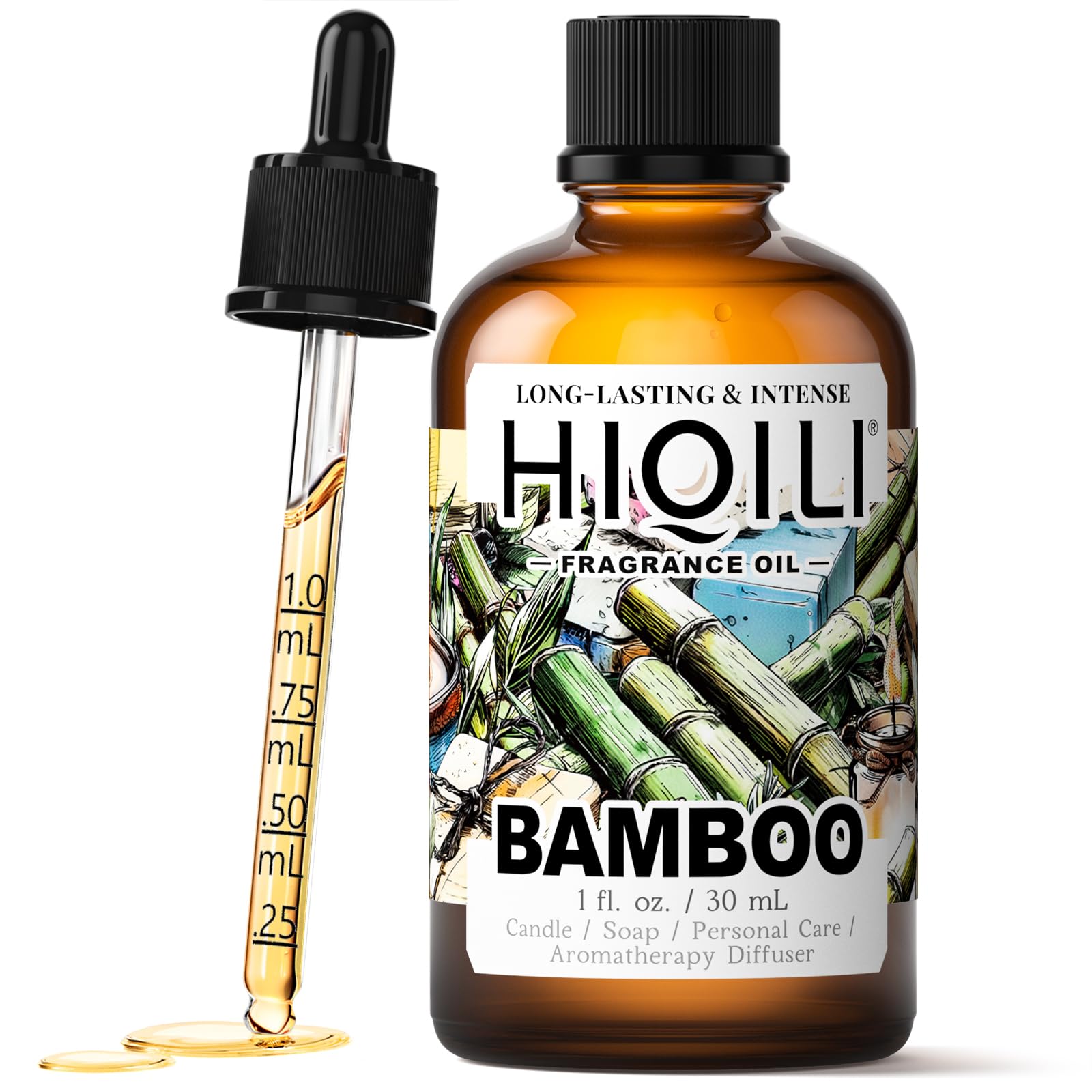 HIQILI Bamboo Fragrance Oil for Scent Diffuser, Idea for Candle & Soap Making, DIY Room Air Fresheners, New Car Scent - 1 Fl Oz