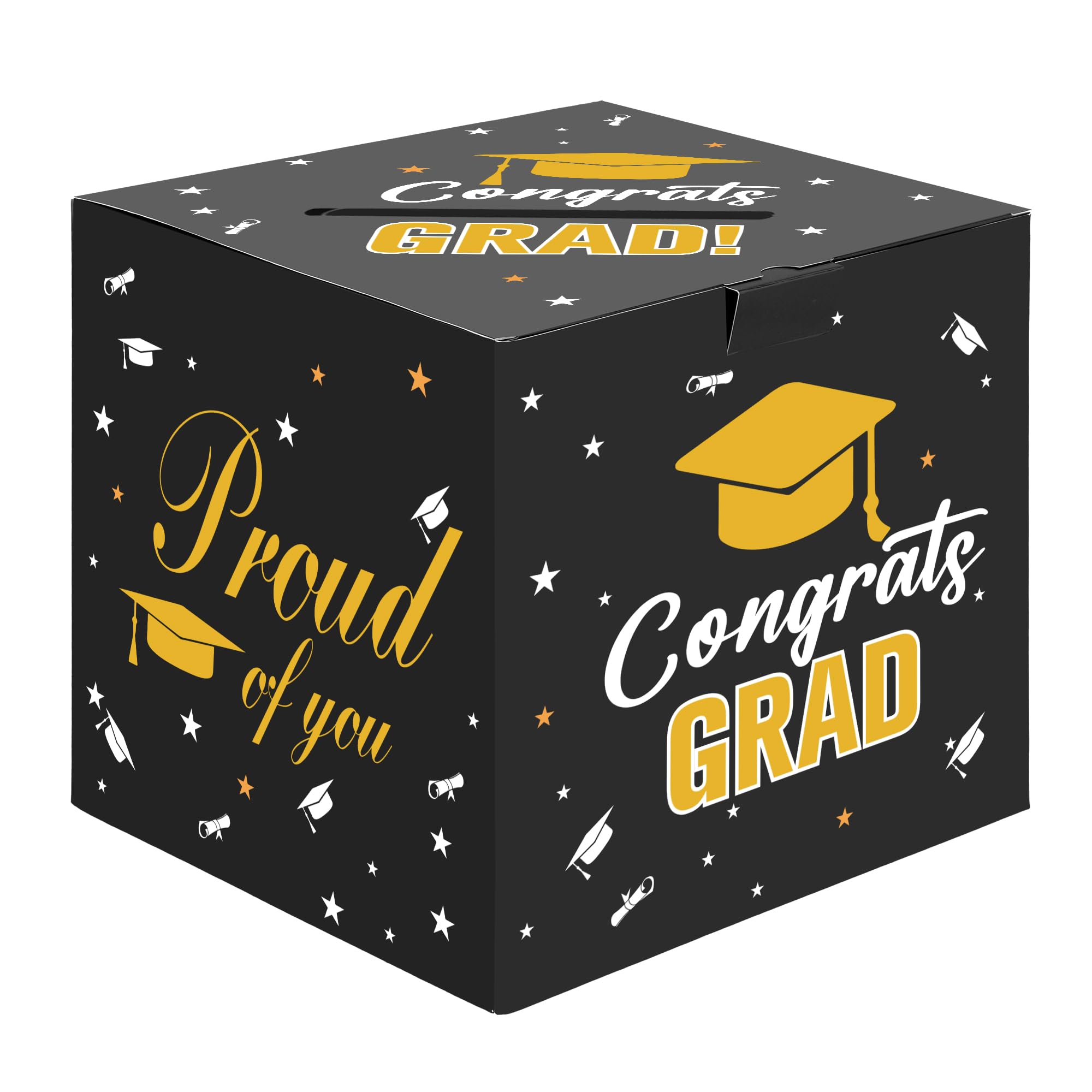 Graduation Card Box, 2026 Graduation Party Decorations Black Card Box for Graduation Party 2026 Graduation Card Holder Foldable Congrats Grad Box for Gifts and Cards Graduation Party Favors Supplies