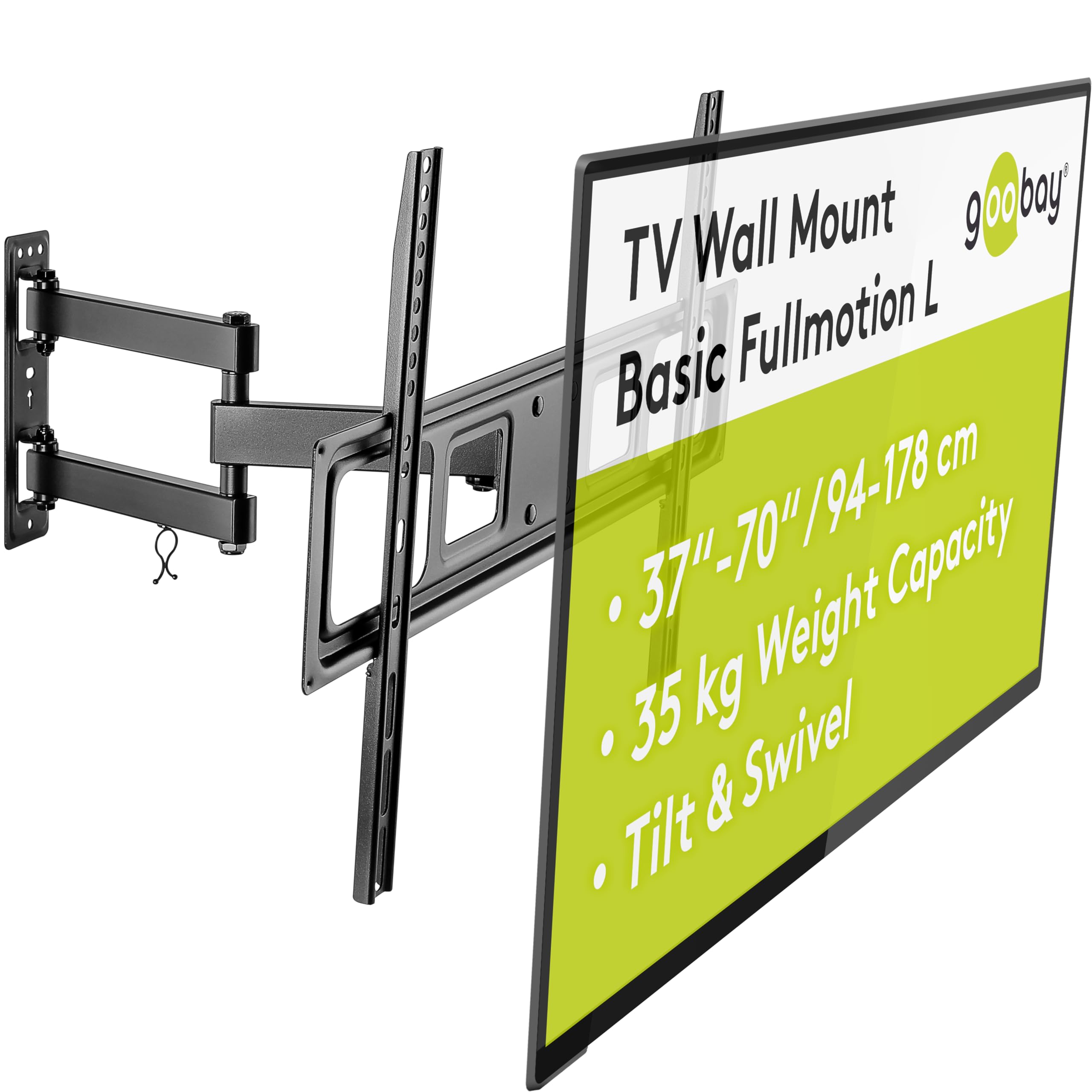 Goobay 49745 Support Mural TV Orientable et Inclinable pour écrans 37-70 Pouces (94-178 cm) / Accroche Television Mural Charge Max. 35 KG/Fixation Murale TV pour Tele VESA 300 x 300