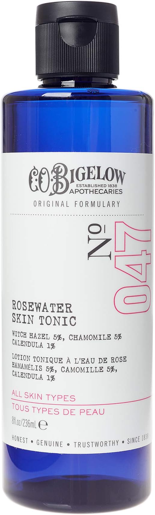 C.O. Bigelow Face Care Collection, Rosewater Skin Tonic, Rose Water Toner for Face, Facial Toner with Witch Hazel, Salicylic Acid, Chamomile, Rose Water Tonic, Made in The USA, 8 fl oz