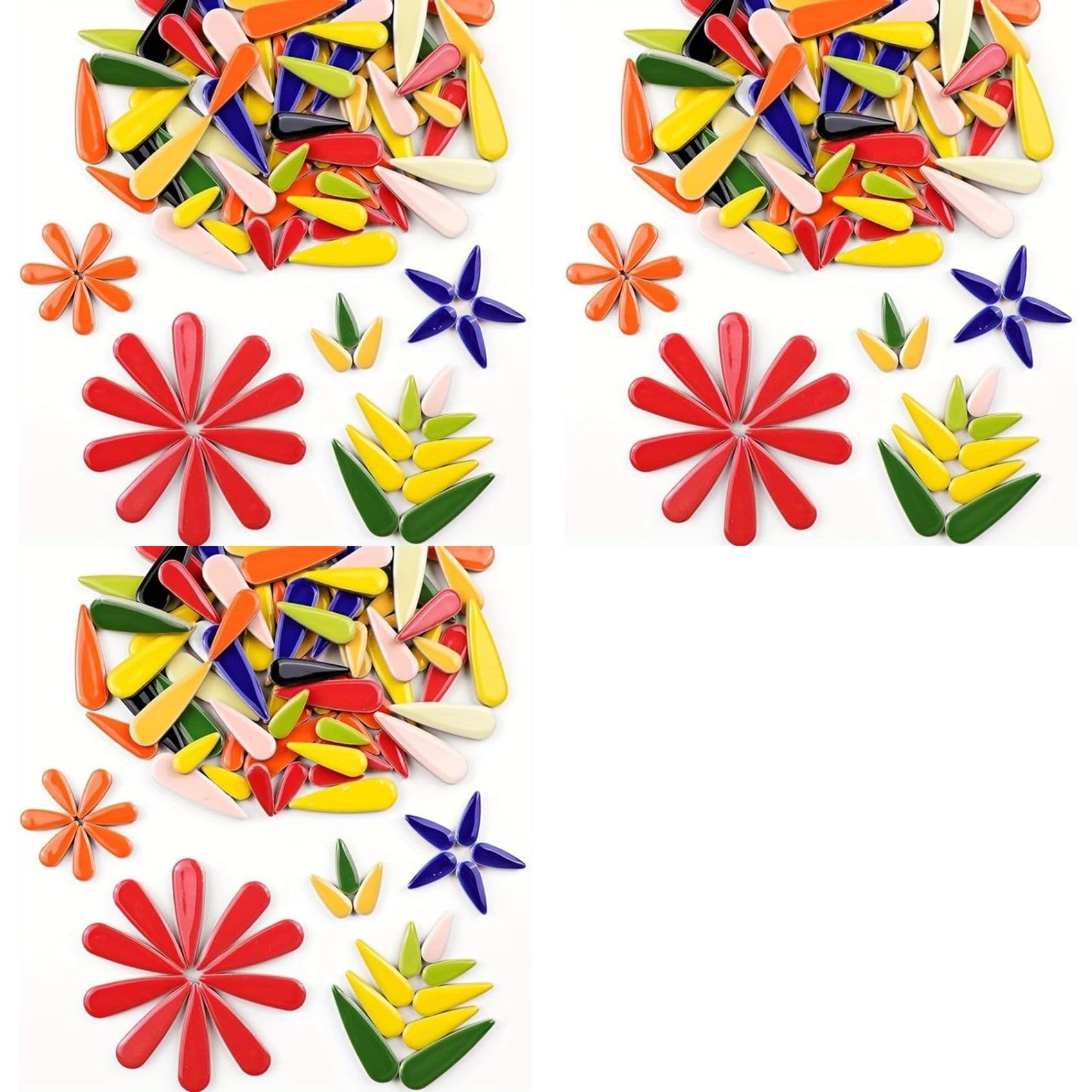 Aundhegrtt Random Color 3X 100G Pack Droplet-Shaped Ceramic Mosaic Tiles, Diy Handmade Colorful Irregular Shaped Ceramic Pieces For Crafting