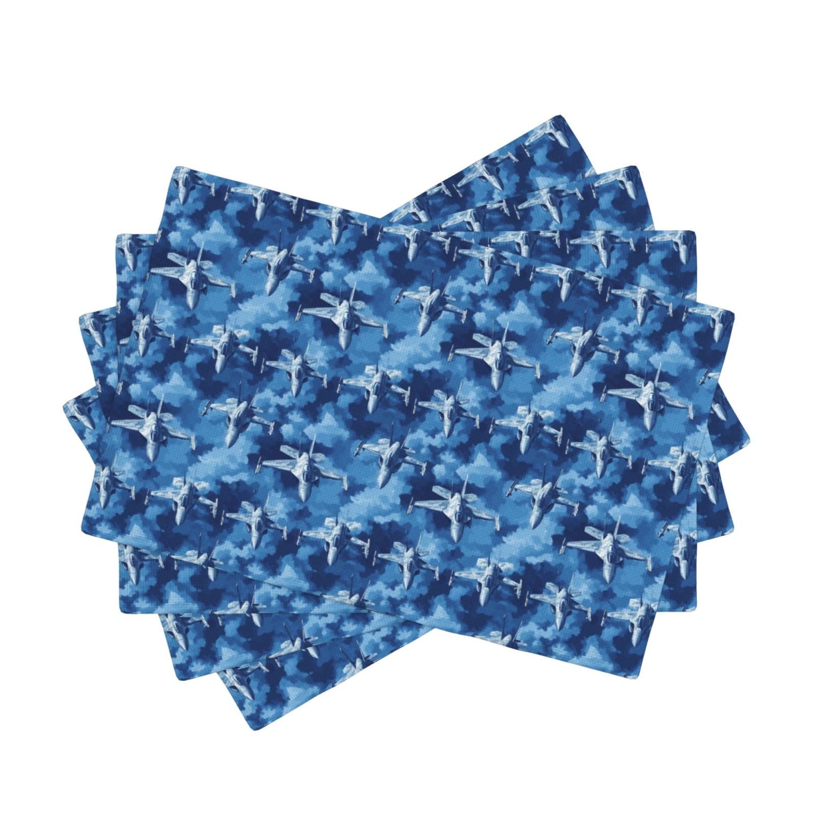 Lot de 4 sets de table avion bleu pour repas de famille et décoration