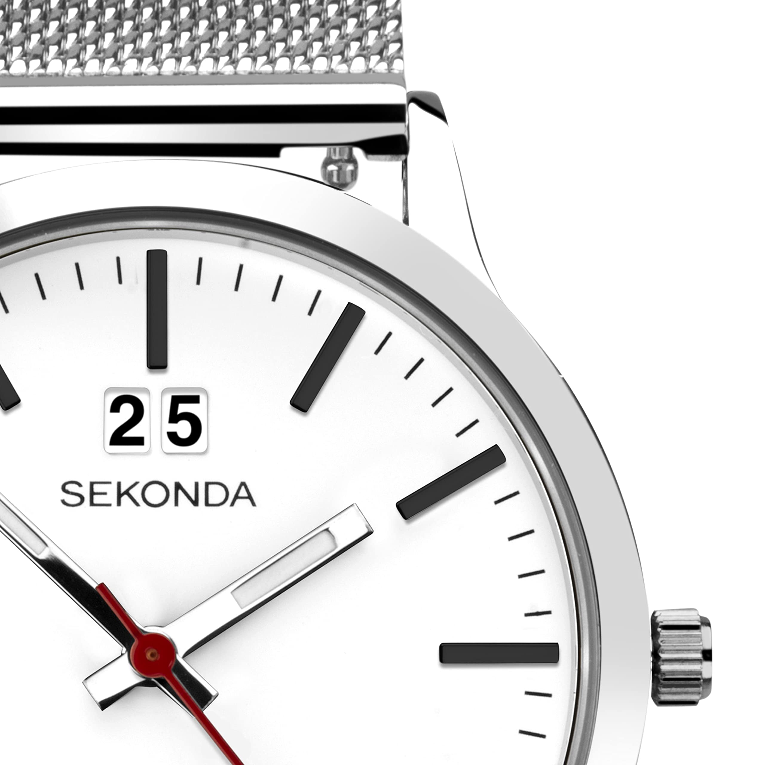 Sekonda Reloj para hombre, esfera blanca con correa de cuero negro 1939