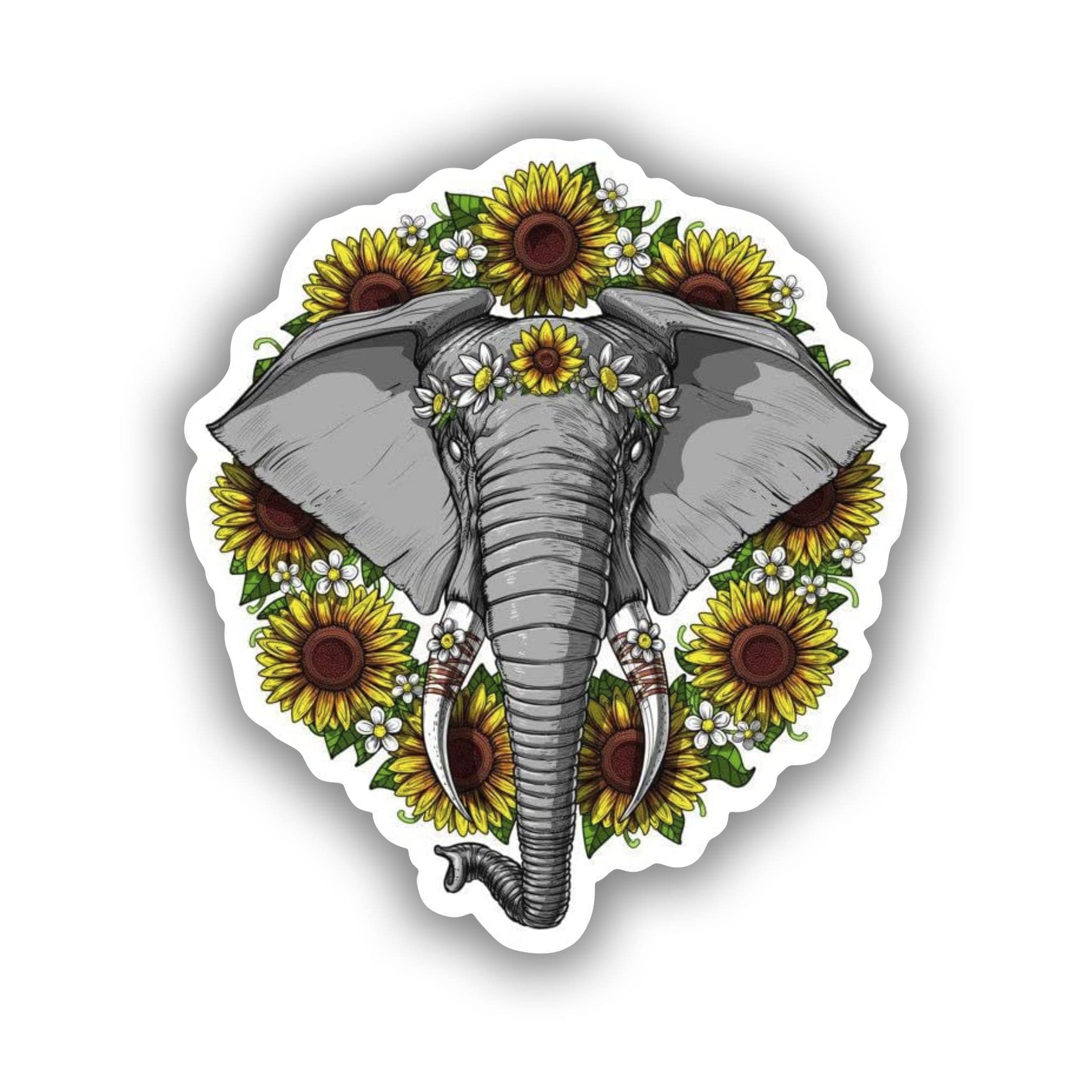 Sunflower Sticker Elephant Sunflower 4 in. Sunflowers Flowers Helianthus Sun Plants Seeds Vinyl Decals for Car Bumper Trucks Laptop Window Wall Decoration
