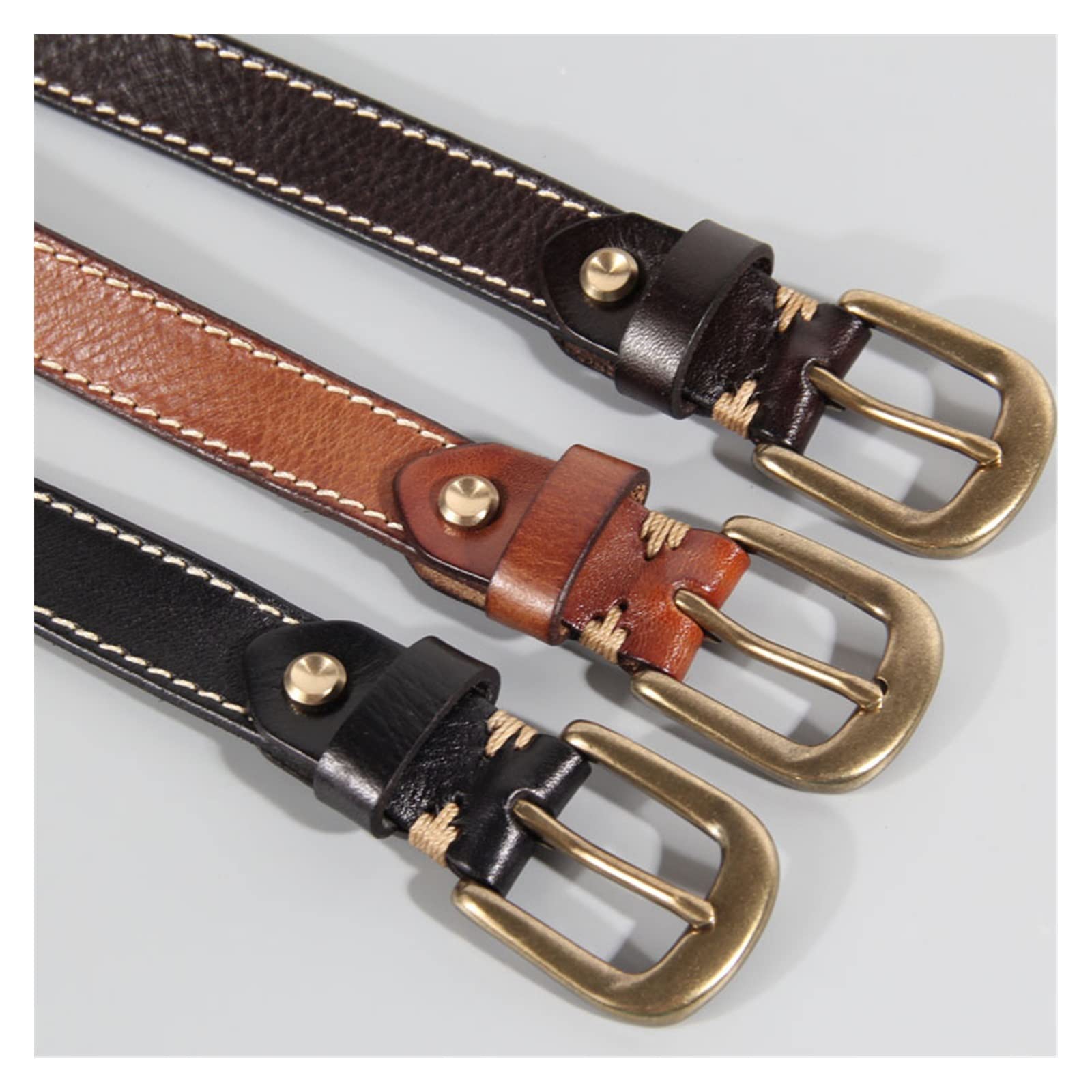 ZZSRJ Ceinture for Femme avec Boucle ardillon en Laiton massifSangle de Robe for Ceinture de Jean (Belt Length : 100cm, Color : Black)