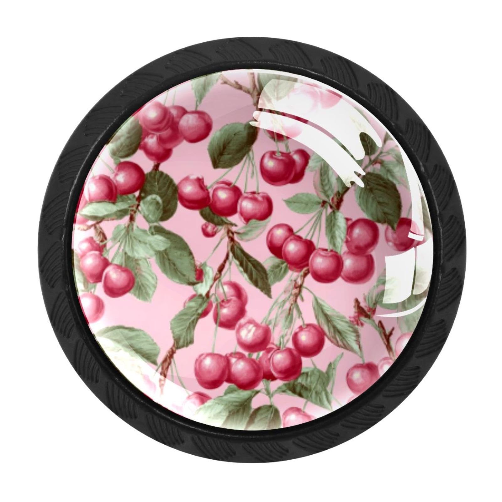 CHENZZZZ 4 Pack Pink Cherry (1) Dresser Drawer Cabinet Knobs Round Crystal Glass Knobs Pulls Handles for Kitchen Wardrobe Cupboard Door Hardware