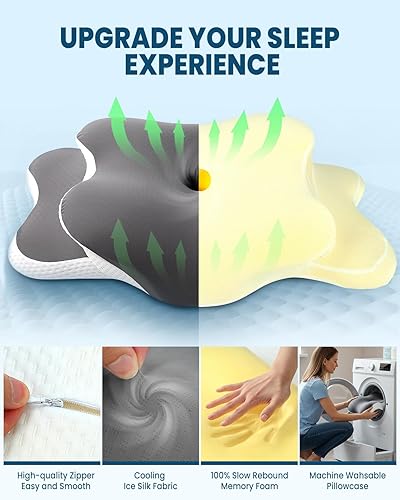 Miniatura 2 de Almohada refrescante para soporte de cuello, almohada cervical ajustable para dormir acogedor, almohadas ergonómicas de espuma viscoelástica