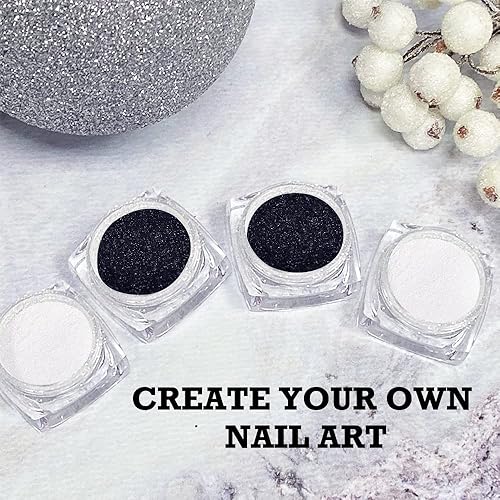 Miniatura 4 de Polvo de uñas cromado blanco y negro para uñas, 4 frascos de sirena, purpurina, efecto espejo, brillante, aurora, polvo para mujeres y niñas