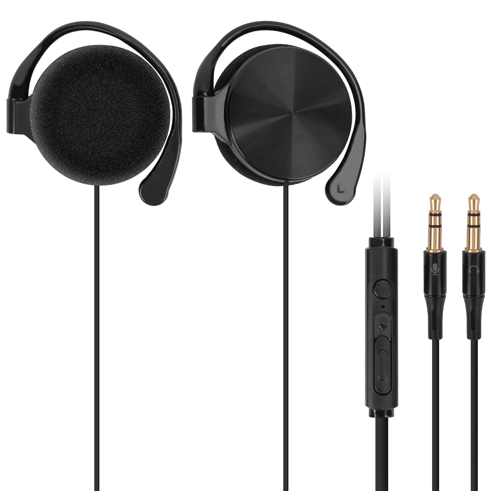 GEEKRIA Wired Clip On Ear Headphones, Portable Hook On Ear Headphones with Microphone and Call Controller Compatible with Desktop Computer, Avoid Headphone Hair (Black)-picture-43