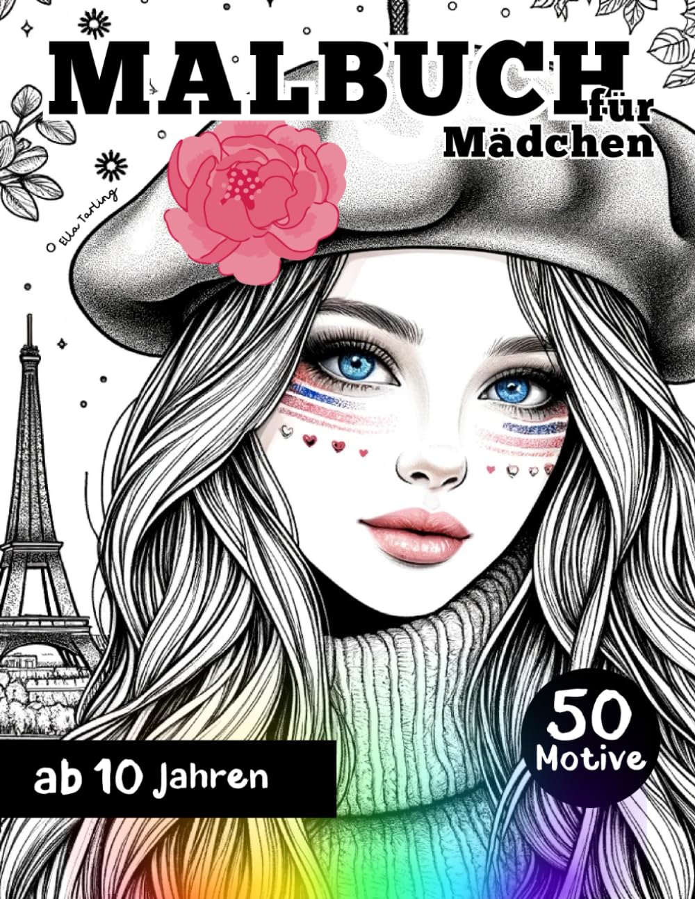 Livre de coloriage pour fille de 10 ans et plus avec 50 motifs relaxants