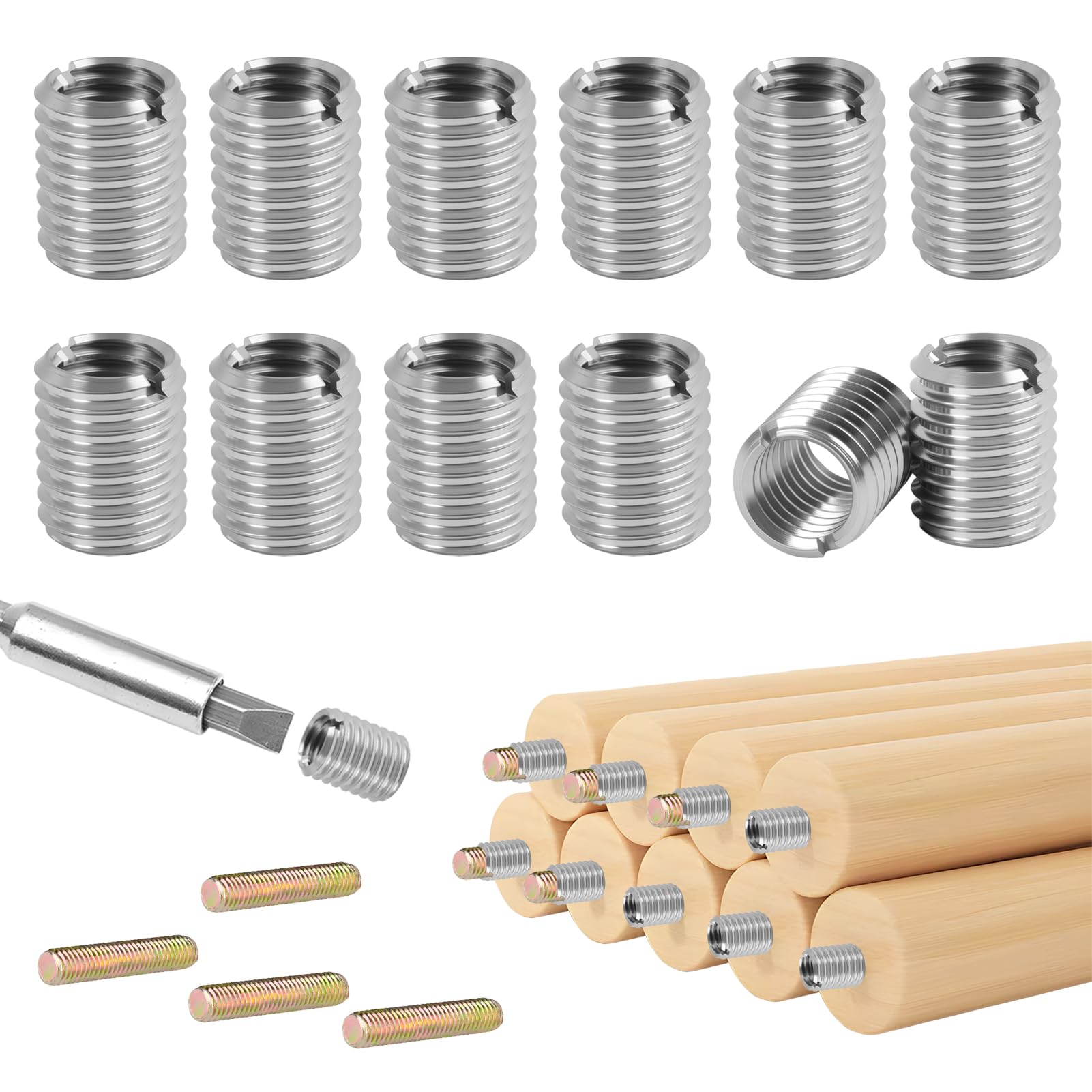 12 Pezzi Inserti Filettati M12 a M10 in Acciaio Inossidabile, Riparazione Filettata, Riduttori Filettati Inserti Riduzione, Manicotti di Riduzione di 15 mm per Progetti e Applicazioni Meccaniche
