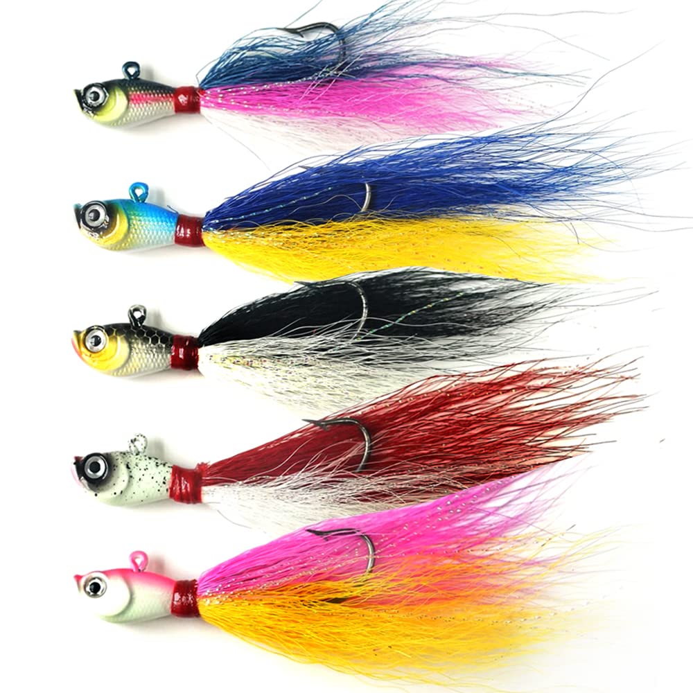 3/8oz Fishing bucktail jig fluke Lure Saltwater Freshwater Assorted kit for bass Striper Bluefish surf Fishing baits
