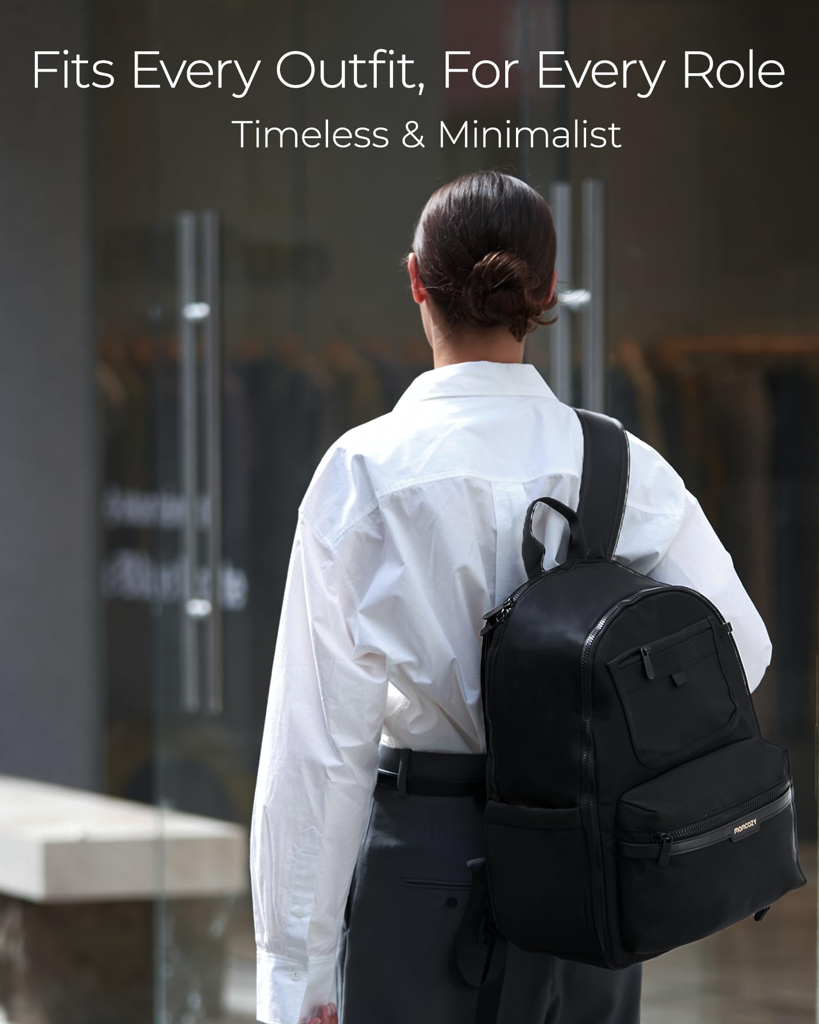 Momcozy GoEase Diaper Bag - Stylish, Durable & Waterproof Baby Bag with Multi-Pockets, Laptop Compartment, Changing Pad & Stroller Straps, Travel Baby Essentials for Moms,Dads,Work, Maternity