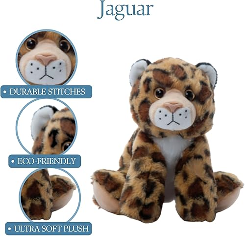 Miniatura 2 de The Petting Zoo Jaguar - Animal de peluche, regalos para niños, animales salvajes del zoológico Onez, juguete de peluche Jaguar de 9 pulgadas
