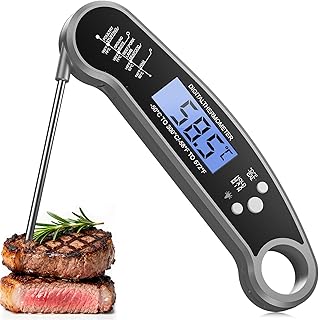 Digitales Fleischthermometer klappbar – Grillthermometer, Bratenthermometer, Küchenthermometer – Wasserdicht, LCD-Backlight, 2-3s Sofortablesung – Küche, Grillen, Backen, Milch & Thermometer Kochen