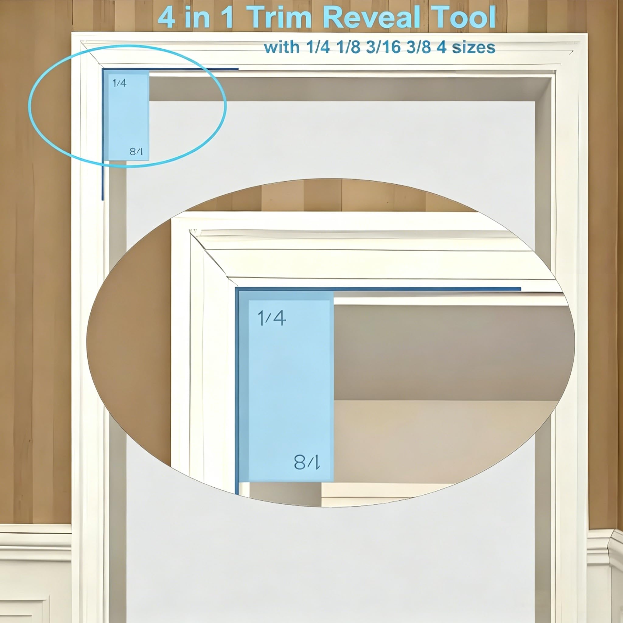 4-in-1 Trim Reveal Tool - 1/8", 3/16", 1/4", 3/8" Carpentry Tools for Marking Gauge Door Carpentry & Woodworking Accessories for Accurate Jamb Marking(LightBlue) — Amazon image 2