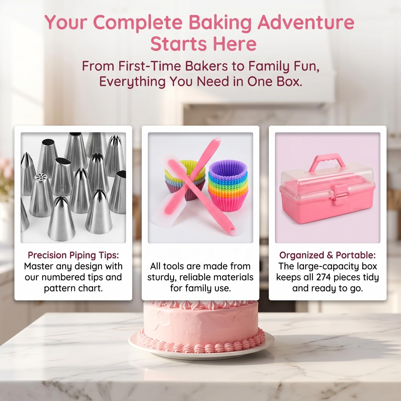 Kit De 274 Piezas para Decorar Pasteles: Juego Completo De Accesorios para Hornear con Mangas Pasteleras, Boquillas para Glaseado Y Estuche De Almacenamiento Principiantes Y