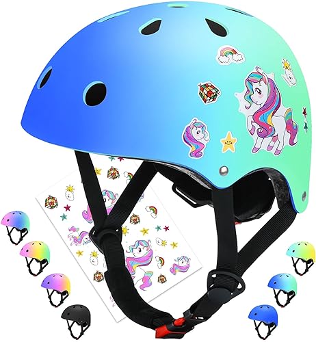 Casco ajustable con degradado de color, para niños y niñas, casco de bicicleta para múltiples deportes, ciclismo, patinaje, bicicleta, patinaje,